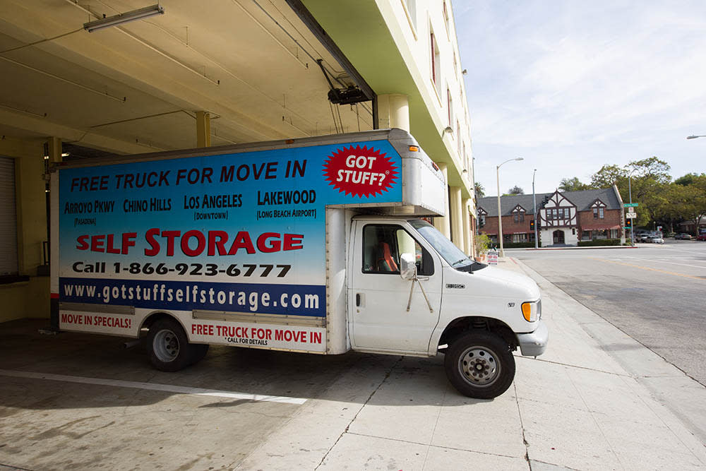 Moving truck at Arroyo Parkway Self Storage in Pasadena, California