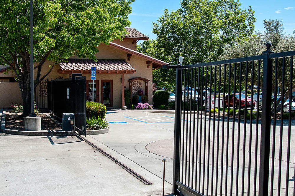 Gated entrance at Harbour Point Self Storage in Elk Grove, California