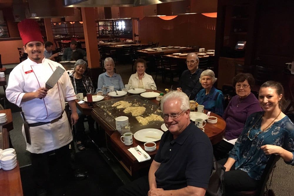 Residents out to eat near Merrill Gardens at Gilroy in Gilroy, California. 