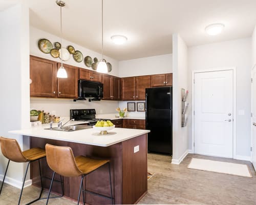 Bright, spacious kitchen at Villa Capri Apartments in Rochester, New York