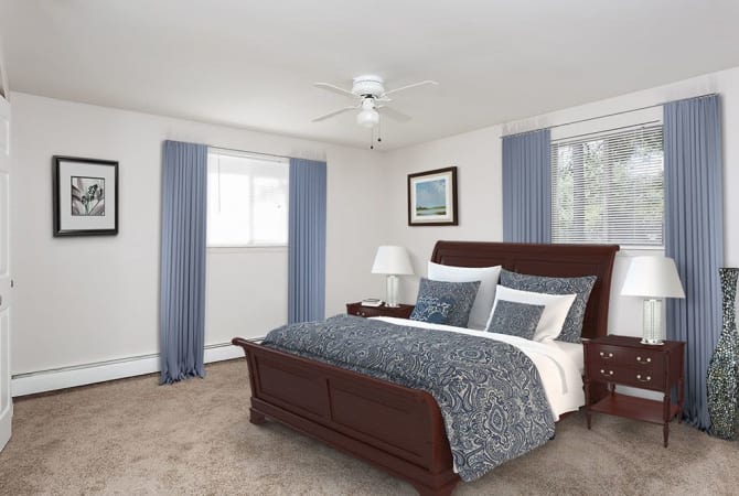 Spacious bedroom at Long Pond Gardens Senior Apartments in Rochester, New York