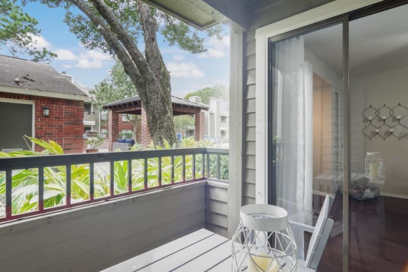 Enjoy your morning coffee on your back patio at Circle at Point Park in Houston, Texas