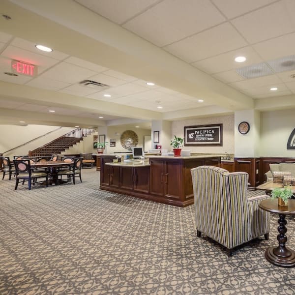 Lobby at Pacifica Senior Living Country Crest in Oroville, California
