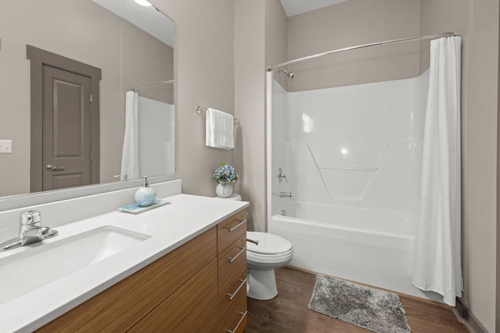 Bathroom with shower at Cedar Flats in Charlotte, North Carolina