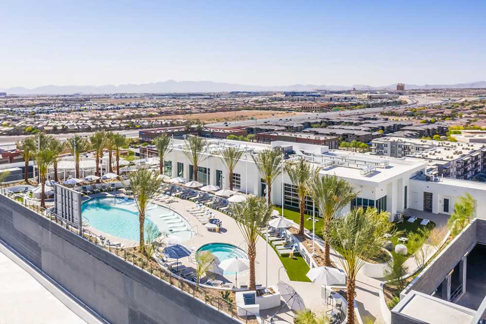 Rooftop deck aerial view at The Ellison in Las Vegas, Nevada