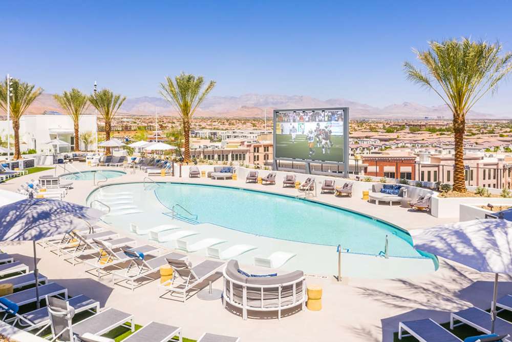 Rooftop deck pool with screening at The Ellison in Las Vegas, Nevada
