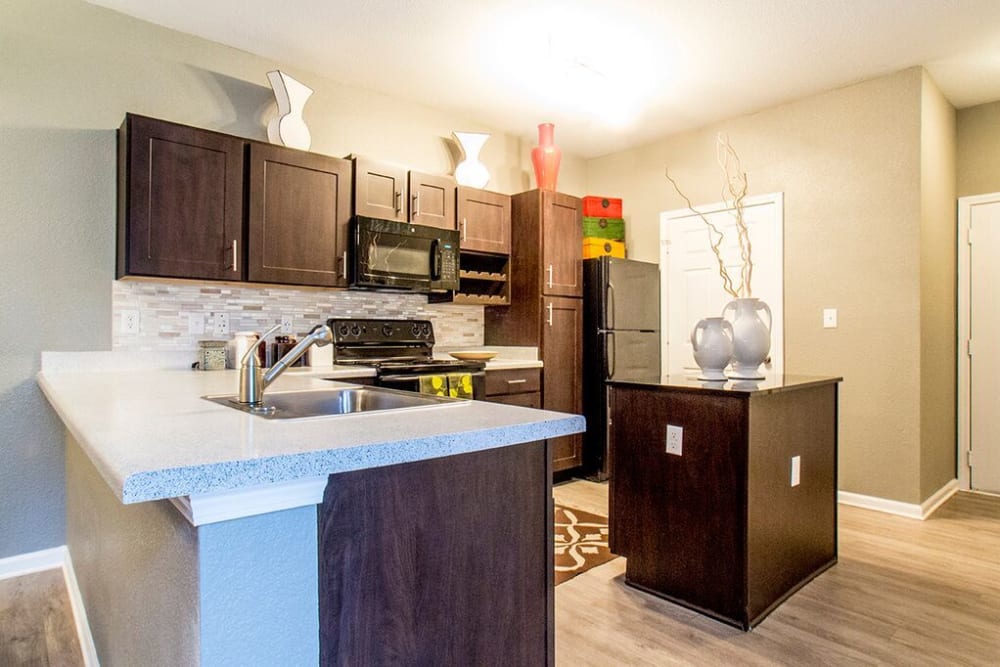 An apartment kitchen at Providence Trail in Mt Juliet, Tennessee