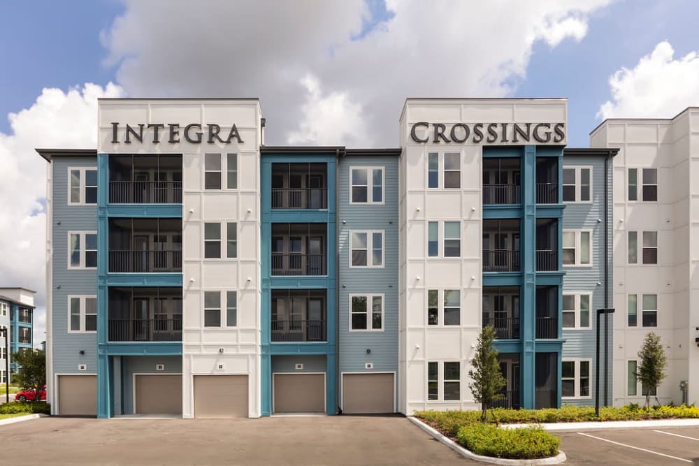 Building with garages at Integra Crossings in Sanford, Florida