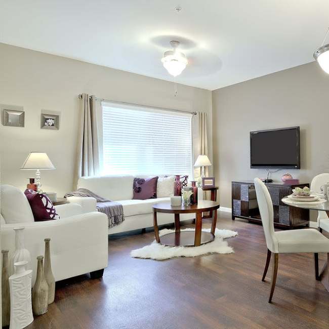Living room with television at Minuet in Las Vegas, Nevada