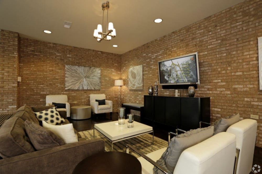 Media lounge at McBee Station in Greenville, South Carolina