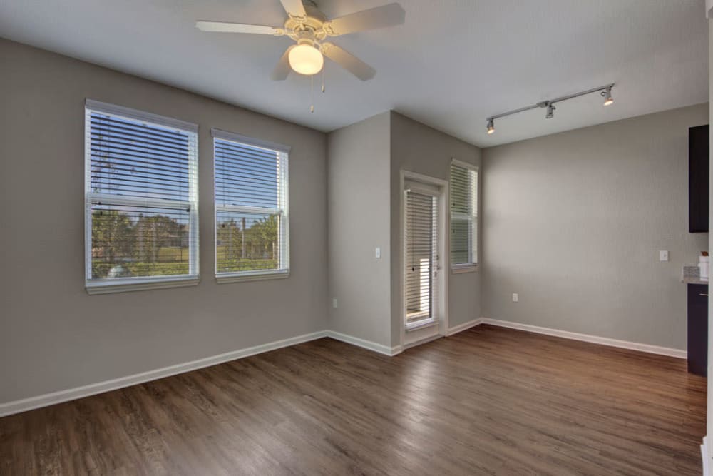 Living room and dining room at Linden on the GreeneWay in Orlando, Florida