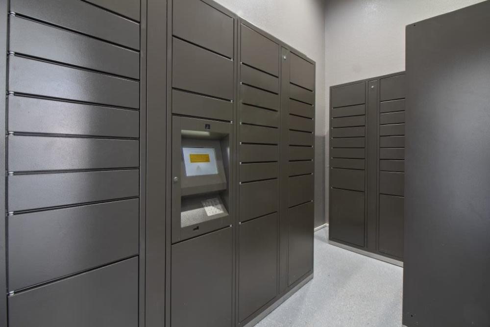 Community lockers at Vantage Point Apartments in Dallas, Texas
