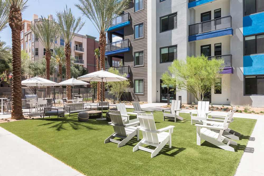 Courtyard seating area at The Ellison in Las Vegas, Nevada