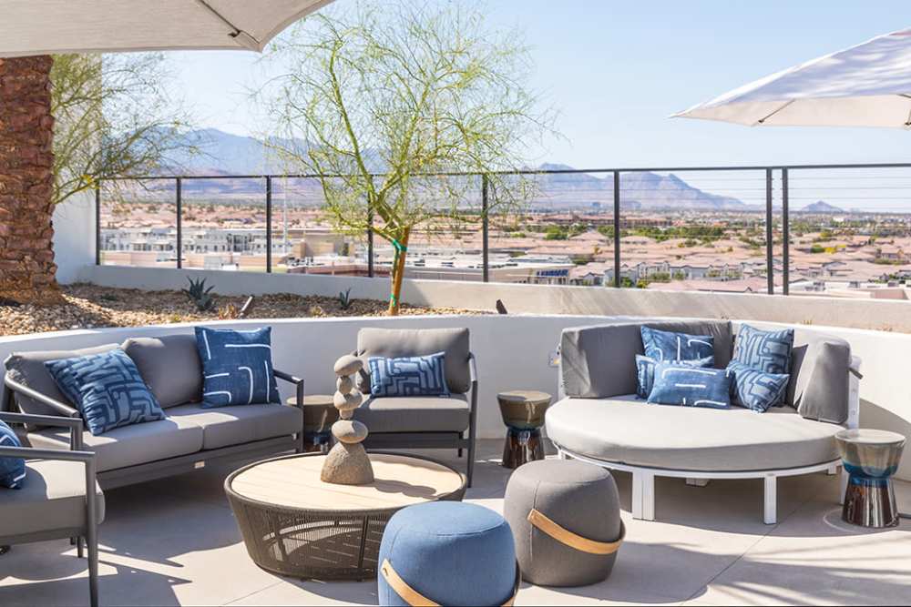 Seating area in the rooftop deck at The Ellison in Las Vegas, Nevada