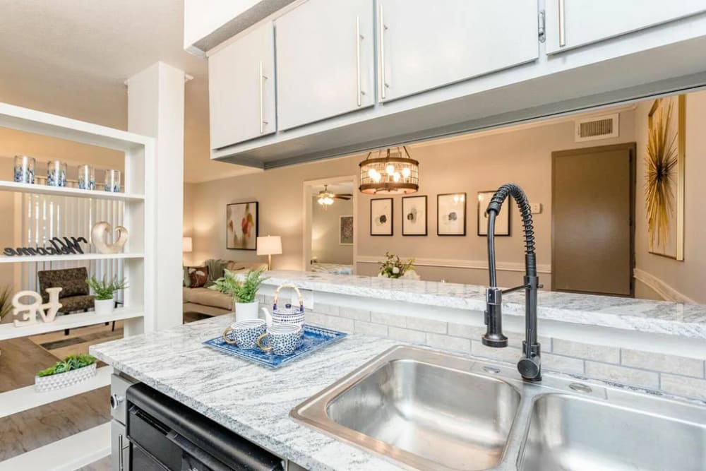 Kitchen area with sink at Ridge Point in Houston, Texas
