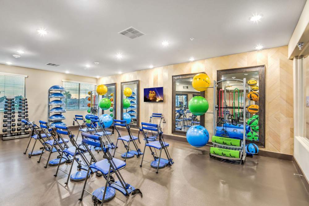 Gym equipment setup at Harmony in Las Vegas, Nevada