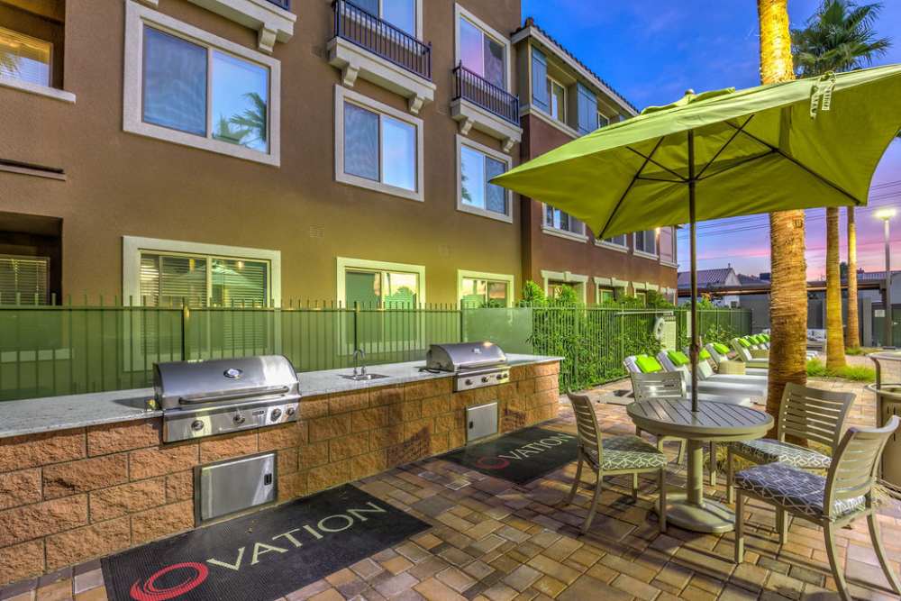 Barbeque setup with chairs at Harmony in Las Vegas, Nevada 