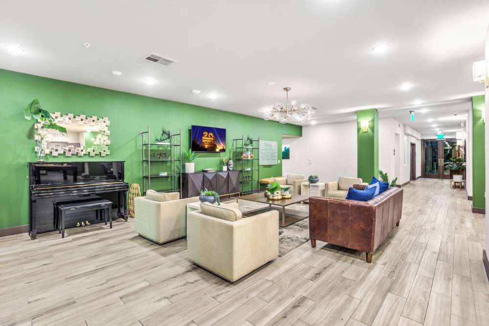 Piano with couches at Harmony in Las Vegas, Nevada