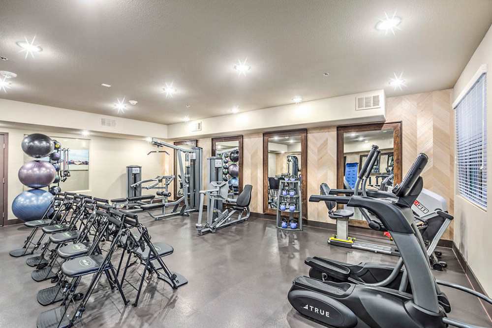 Community fitness center with treadmills at Melody in Las Vegas, Nevada