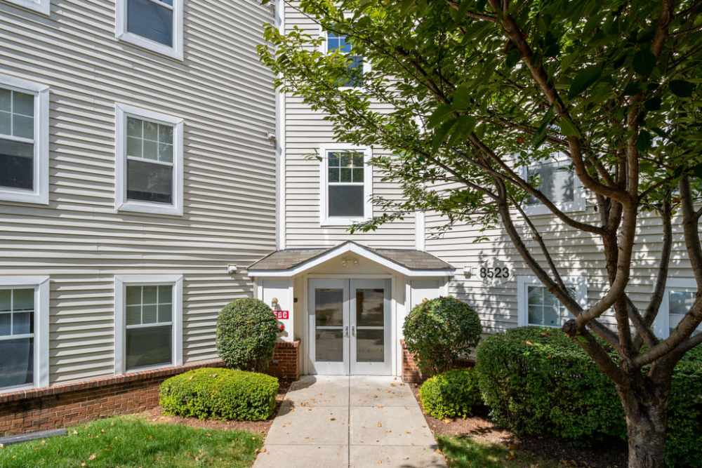 Entrance to the community apartment at Corrigan Square Apartments in Gaithersburg, Maryland