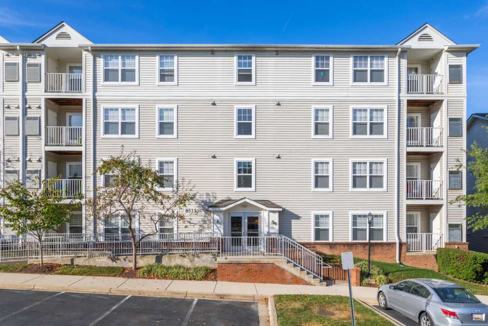 Exterior view of the community at Corrigan Square Apartments in Gaithersburg, Maryland