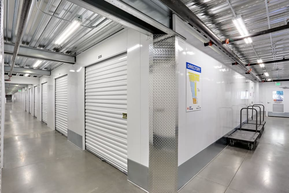Clean interior hallway at A-1 Self Storage in San Diego, California