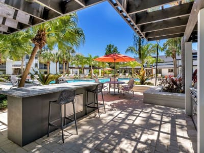 An outdoor patio area at The Braxton in Palm Bay, Florida