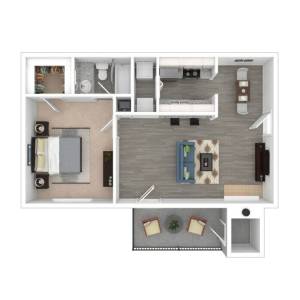 3D Floor Plan Marathon - 1x1 Medium at Trinity Lakes in Cordova TN