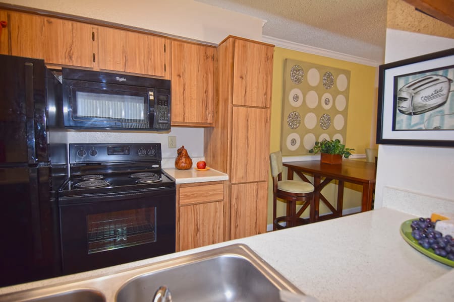 Modern kitchen at The Lodge on El Dorado in Webster, Texas