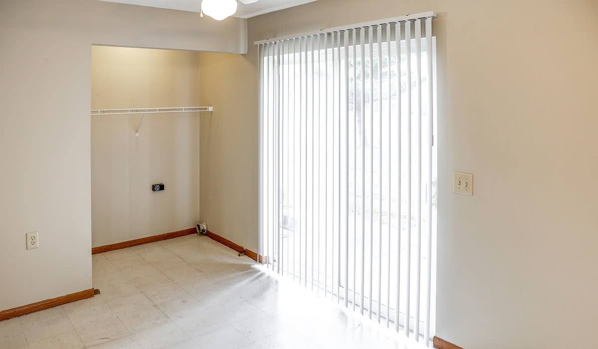 Bedroom with access to patio at Fox Run Crossing in Piketon, Ohio