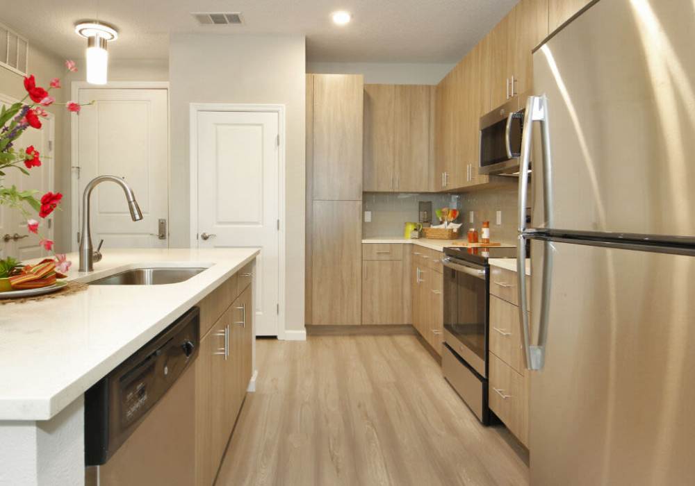Eat-in luxury kitchen at Messina Luxury Apartments in New Smyrna Beach, Florida 