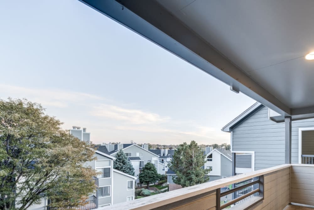 Private balacony offering scenic views at Ashford Belmar in Lakewood, Colorado
