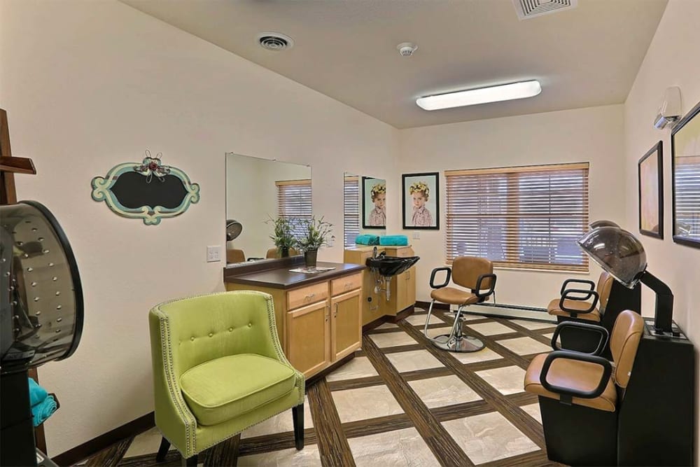 Resident hair salon at Milestone Senior Living Cross Plains in Cross Plains, Wisconsin.