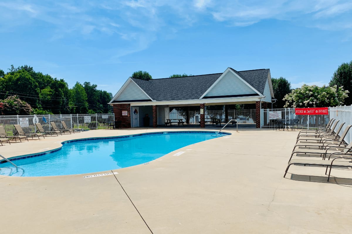 Sparkling water swimming pool at Hudson Woods in Gastonia, North Carolina, 