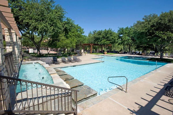 Beautiful swimming pool at Villas of Preston Creek in Plano, Texas