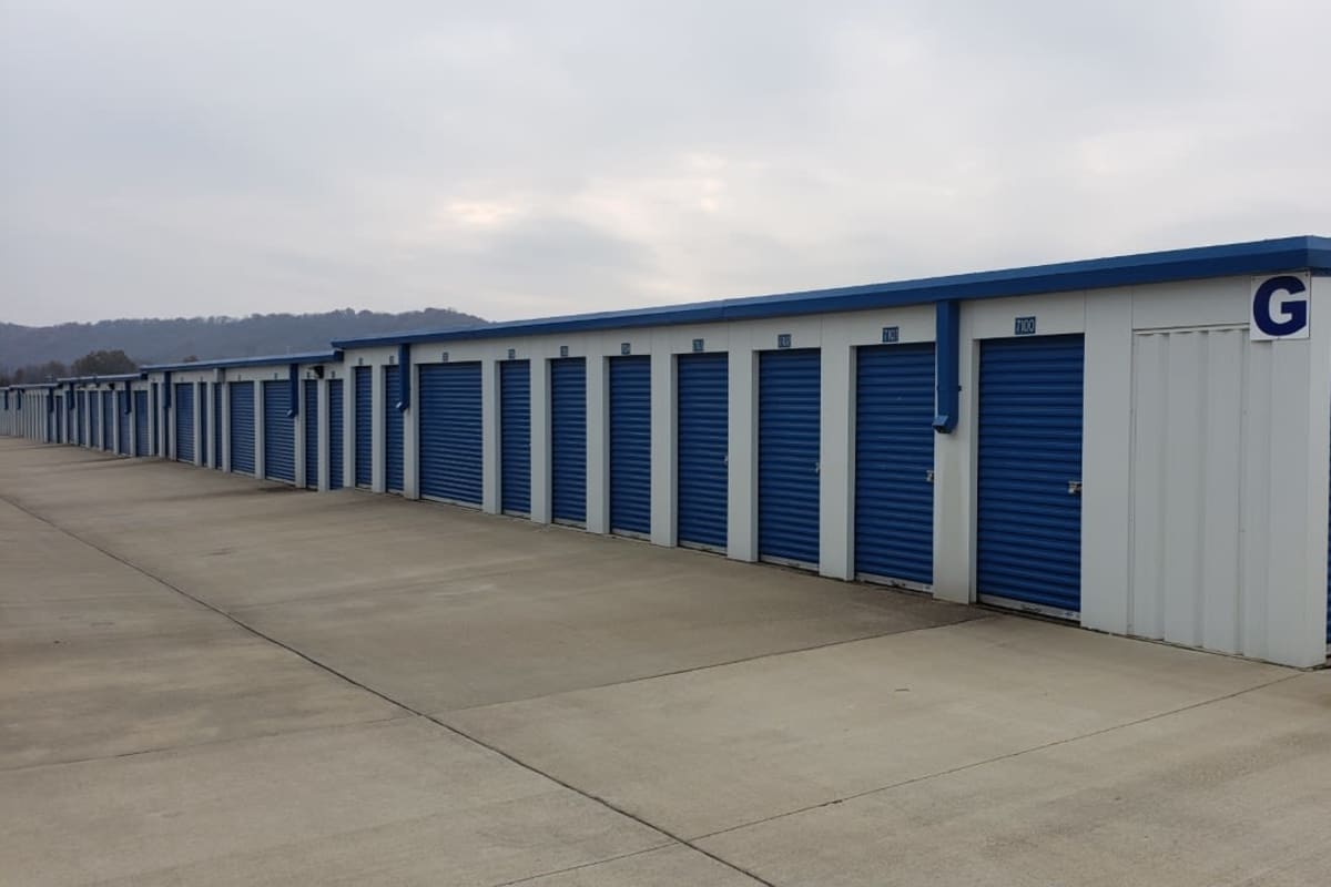 Many drive-up storage units at Wilder Storage in Wilder, Kentucky