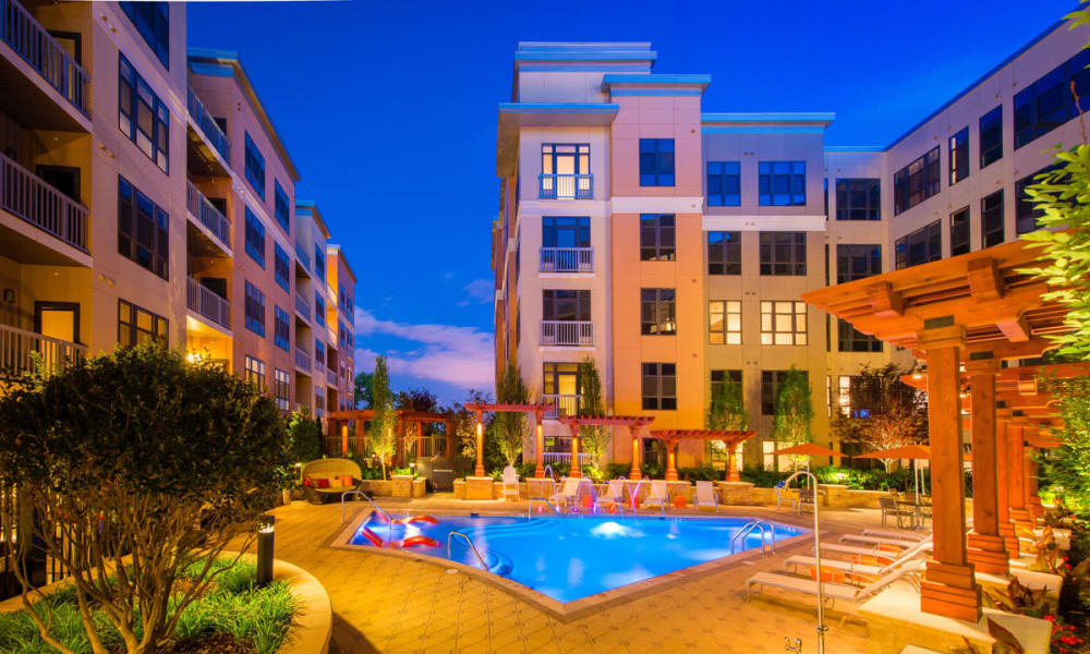 Resort-style swimming pool with sundeck at Solaire 10914 Georgia in Silver Spring, Maryland