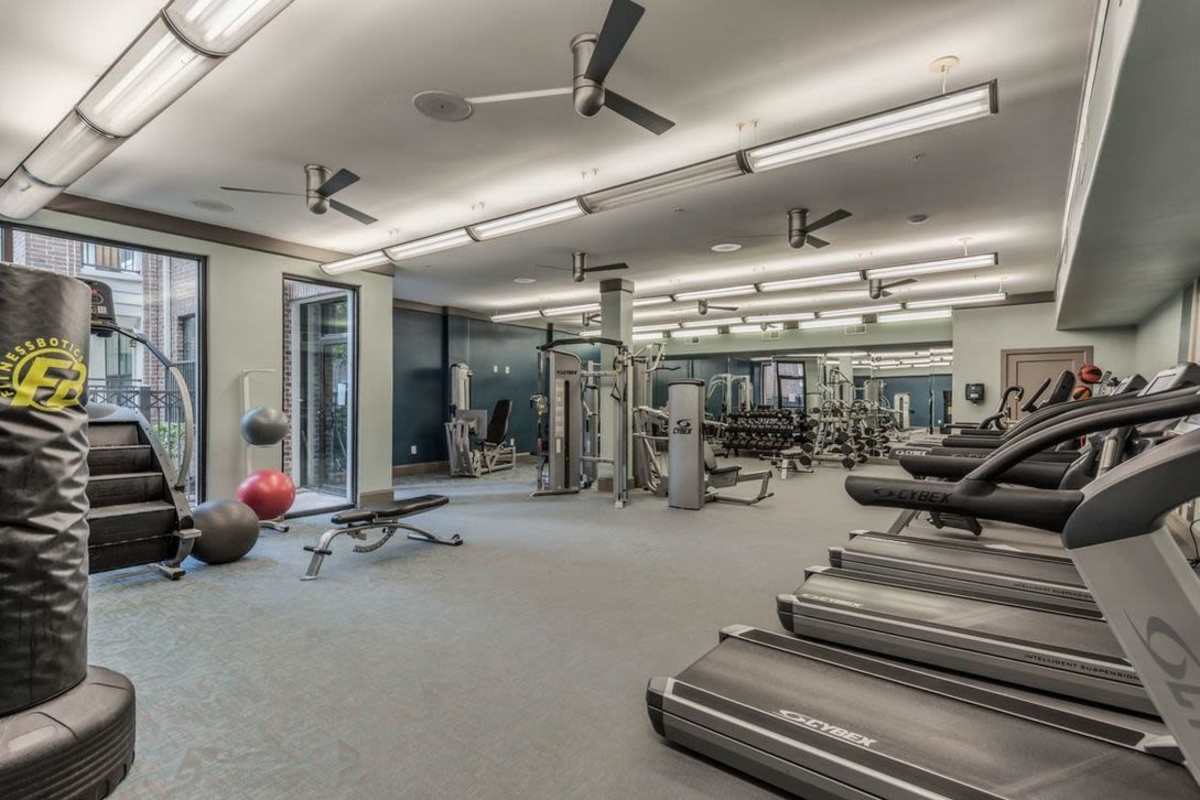 Fitness center at Villas At Bunker Hill, Houston, Texas