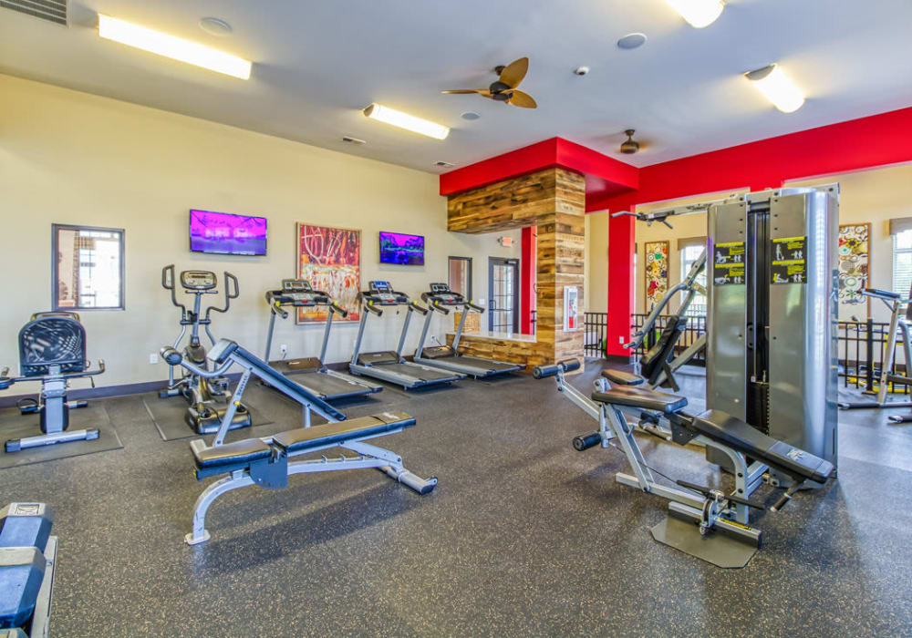 Fitness center with full equipment at Everwood at The Avenue in Murfreesboro, Tennessee