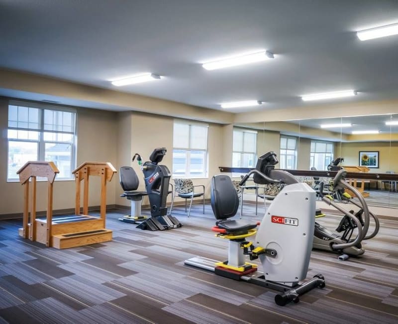 Fitness center with state-of-the-art equipment at The Sanctuary at West St. Paul in West St. Paul, Minnesota