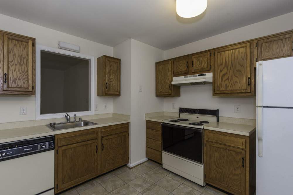 Stainless-steel appliances in the kitchen at Fox Chase Apartments in Fredericksburg, Virginia