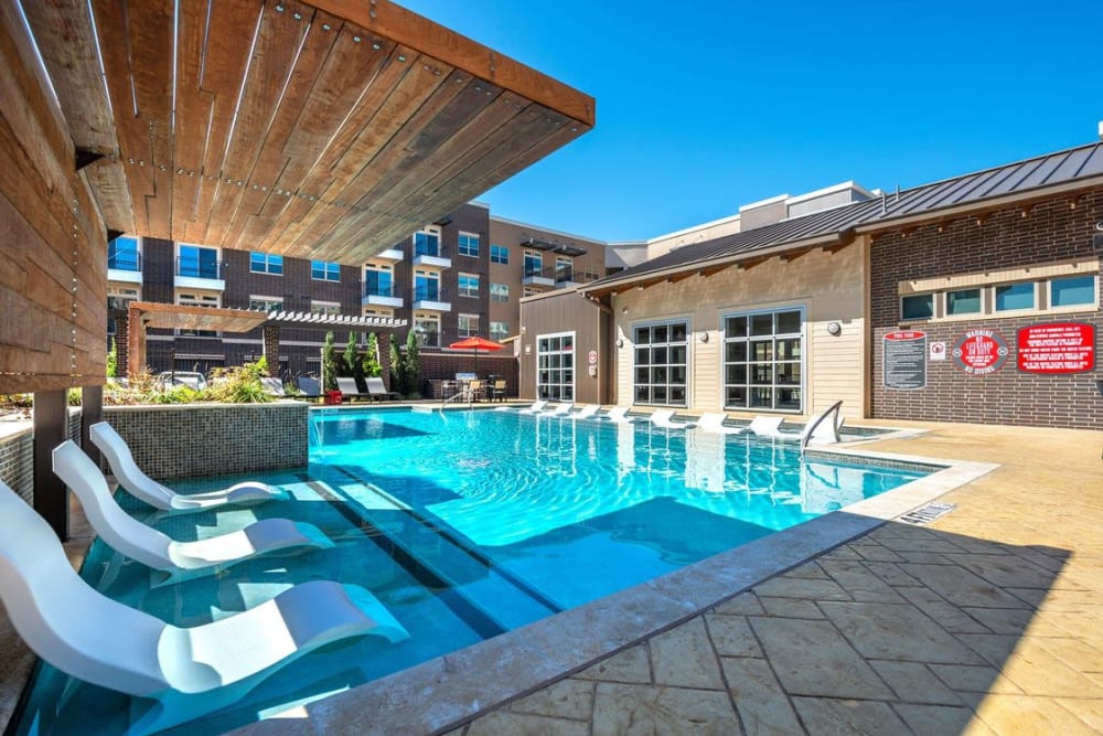 Gorgeous day at the swimming pool at Switchyard in Carrollton, Texas