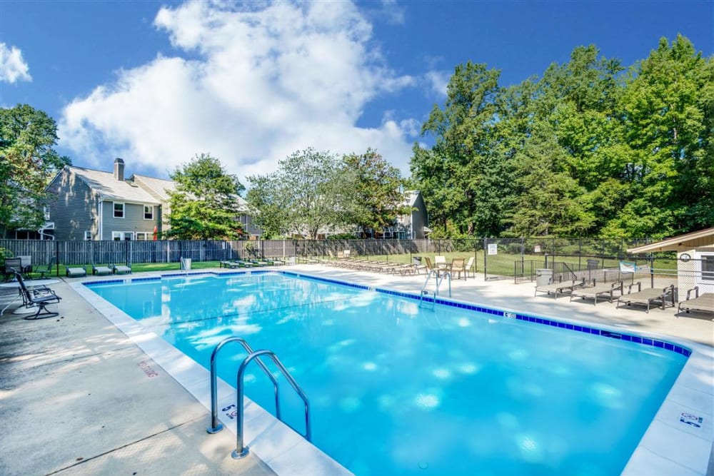 Sparkling swimming pool at Eagle Rock at Quiet Waters in Annapolis, Maryland