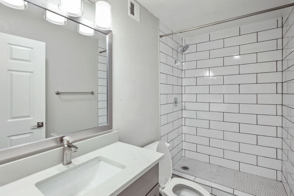 Bathroom with mirror at Clifton on 7th in Phoenix. AZ
