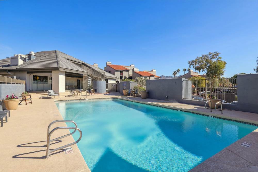 Sparkling swimming pool area at Clifton on 7th in Phoenix. AZ