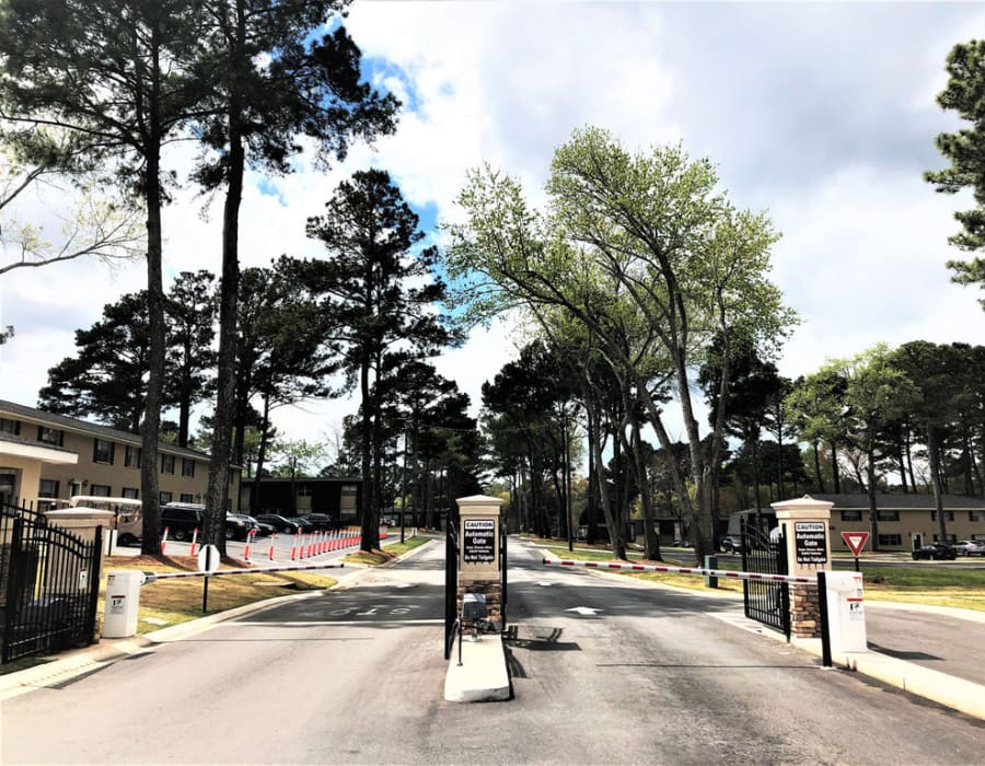 gated entrance at Legacy Riverdale in Riverdale, Georgia
