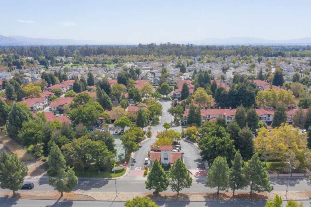 Aerial view of community at Ardenwood Forest Rental Condominiums in Fremont, California