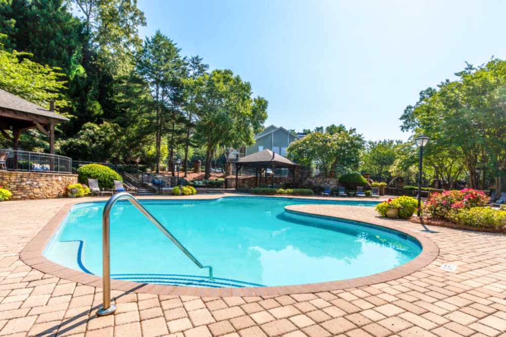 Pool overlooking gazebo at Marquis at Sugarloaf in Duluth, Georgia