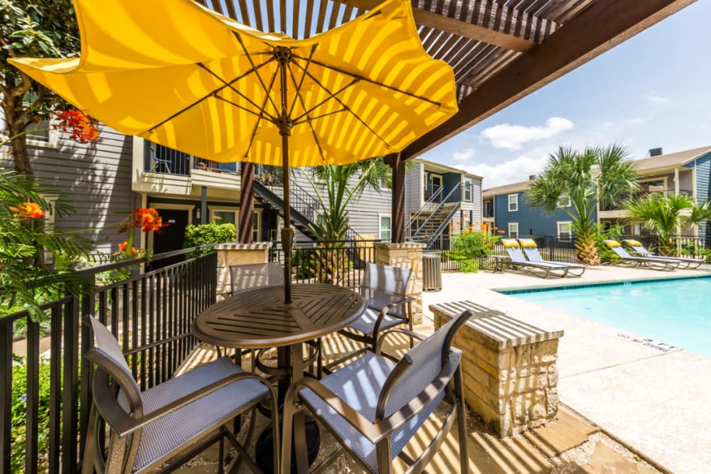 Gazebo area near lounge pool at Austin Midtown in Austin, Texas