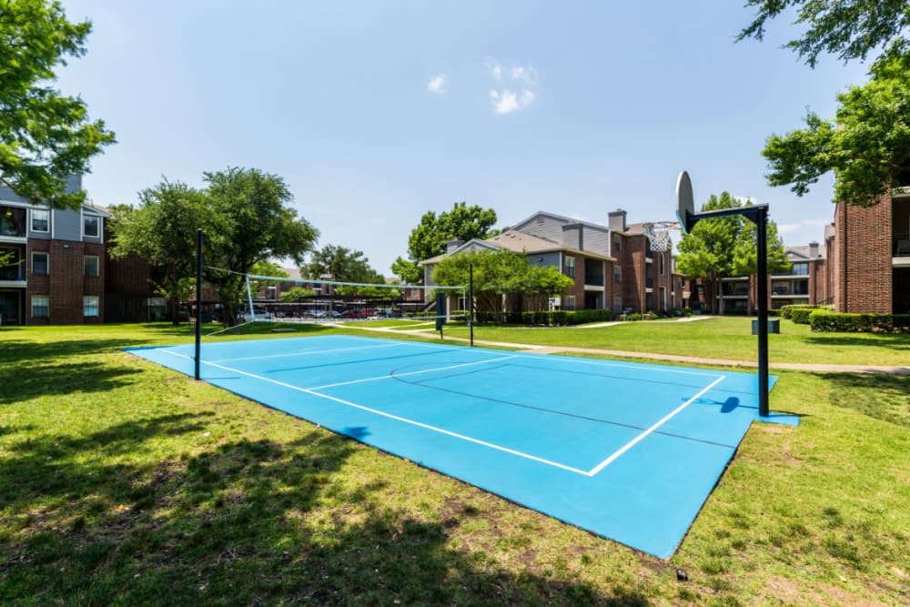 Full basketball and volleyball court at Marquis at Legacy in Plano, Texas